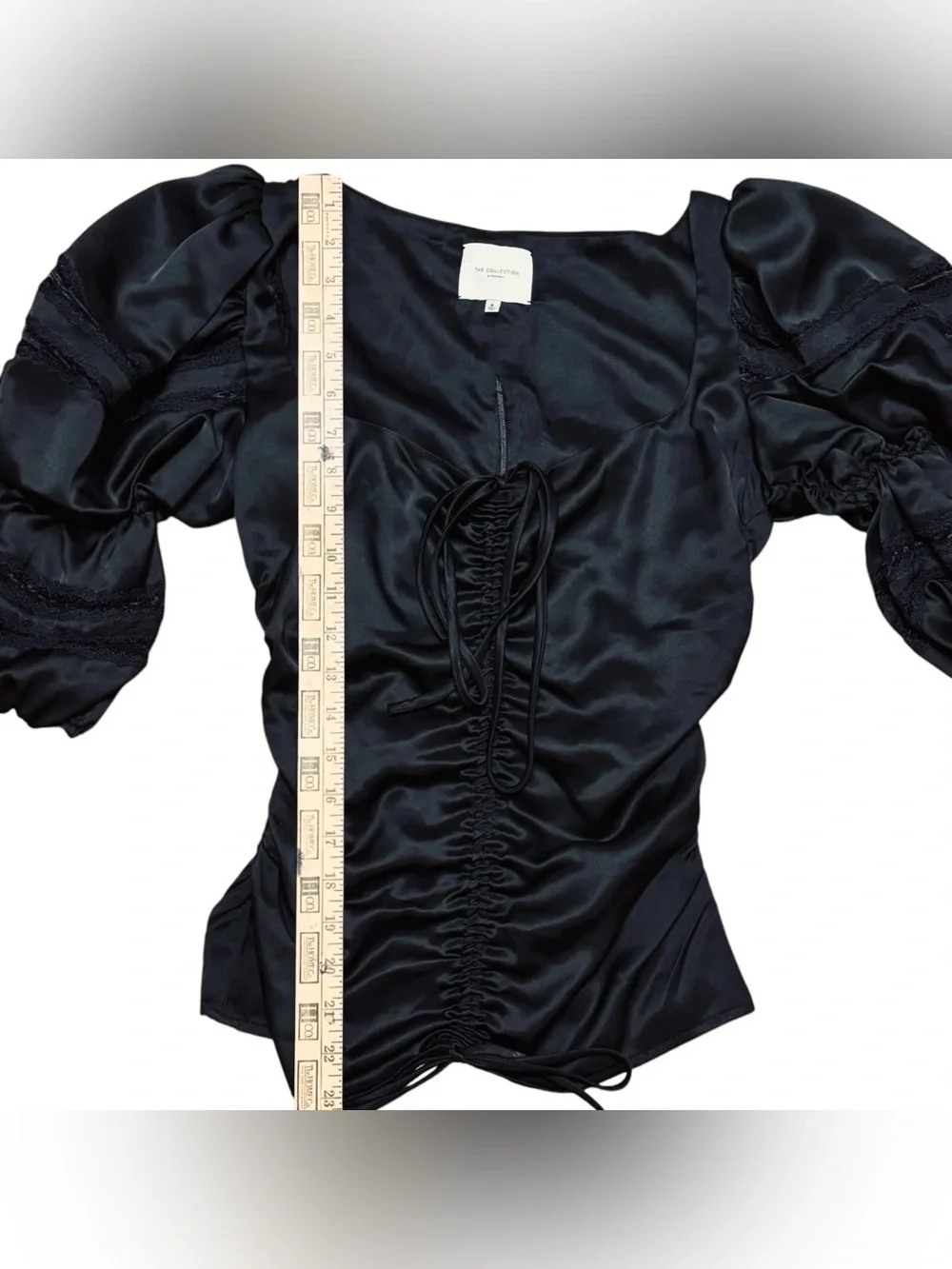 The Collection by Reformation Winchester Top Black Puff Sleeve Blouse Medium 6